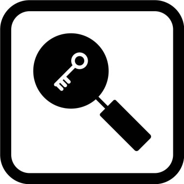 anahtar simgesi olan siyah büyüteç vektörü