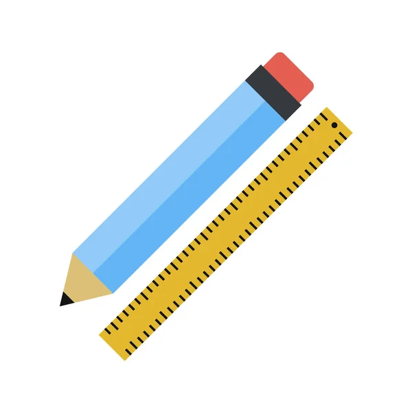 Bleistift Und Lineal Icon Vektor Illustration Grafikdesign — Stockvektor