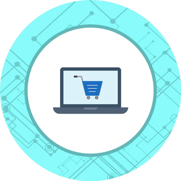 Laptop Shopping Cart Icon — Stock Vector