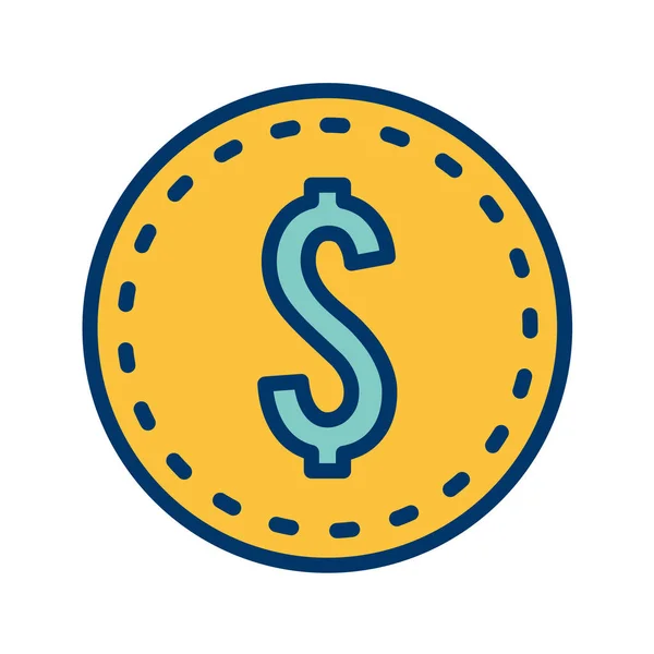 Иконка Монеты Доллара Плоском Цвете Векторная Иллюстрация Денег — стоковый вектор