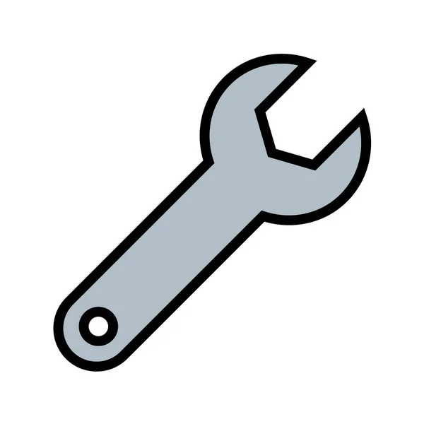 Icono Wrench Estilo Negro Aislado Sobre Fondo Blanco Ilustración Vectorial — Archivo Imágenes Vectoriales