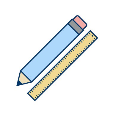 Kalem ve cetvel simgesi. Eğitim ve okul teması. Yalnız tasarım. vektör illüstrasyonu