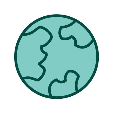 Dünya gezegeni ikonu. küresel iletişim ve ağ teması. Yalnız tasarım. vektör illüstrasyonu