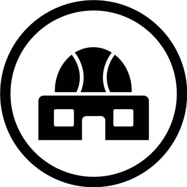 Siyah çemberdeki kask simgesi beyaz arkaplanda izole edilmiş. vektör illüstrasyonu