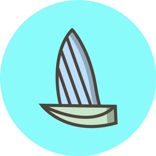 Icono Del Surfboard Color Plano Ilustración Vectorial Vacaciones Verano — Vector de stock