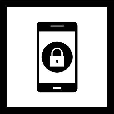 Akıllı telefon ekran simgesi. Güvenlik sistemi teknolojisi ve koruma teması. Yalnız tasarım. vektör illüstrasyonu