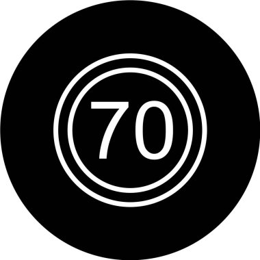 Siyah çemberdeki 70 numaralı simge beyaz arkaplan vektör çiziminde izole edildi