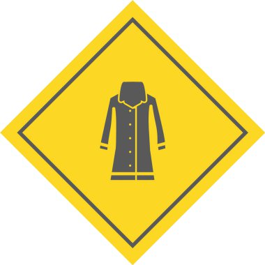 Sarı yağmurluk giyen bir adamın uzun gölge ikonunun vektör çizimi