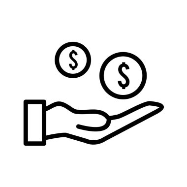 el ele tutuşan para simgesi vektör illüstrasyonu