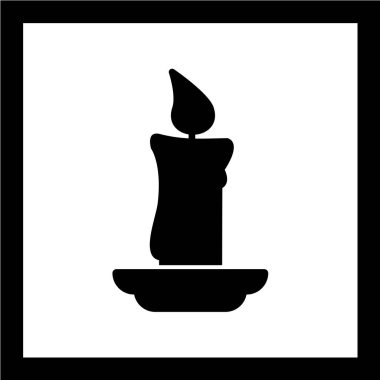 Beyaz arkaplanda izole edilmiş siyah renkli mum simgesi. din sembolü illüstrasyon