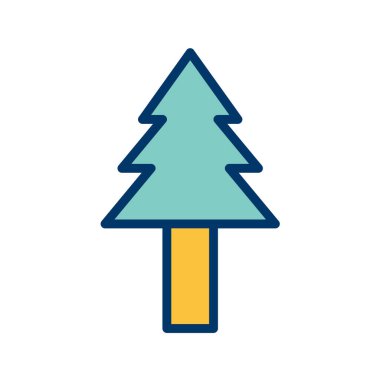 Düz biçimli ağaç simgesi beyaz arkaplan vektörü resimlemesinde izole