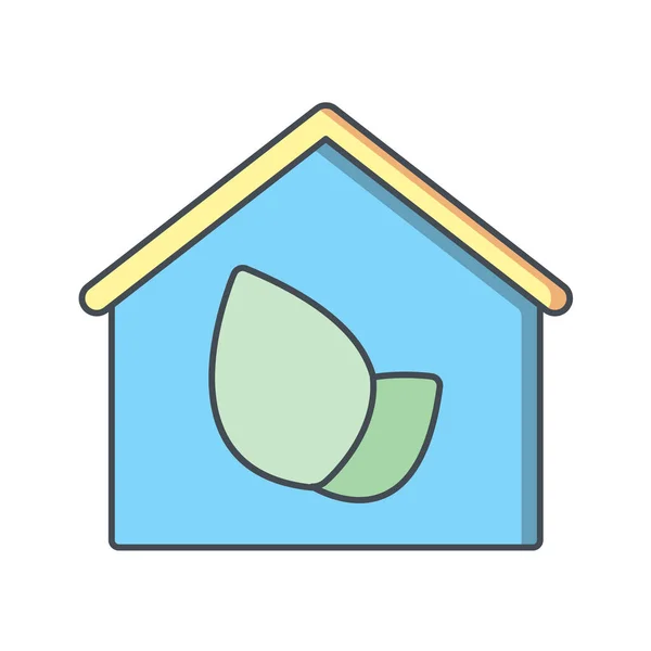 Haus Mit Grünen Blättern Vektorillustration — Stockvektor