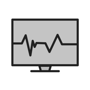 Modern monitörün siyah ve beyaz vektör illüstrasyonu