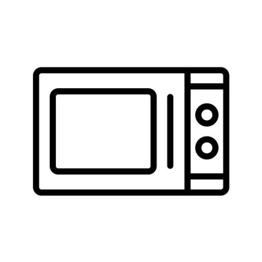 Beyaz zemin üzerinde siyah tarzda izole edilmiş mikrodalga fırın ikonu. ev aletleri vektör sembolü