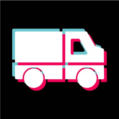 Kamyon simgesi siyah arkaplanda. vektör illüstrasyonu.