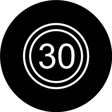 Beyaz arkaplan vektör illüstrasyonunda siyah çemberde 30 numara simgesi