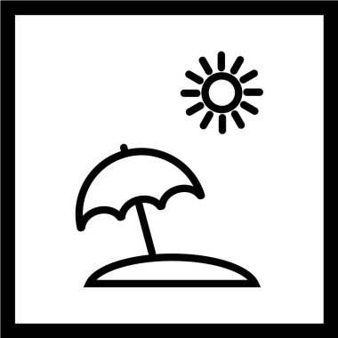 Güneş ve şemsiye ikonu. vektör illüstrasyonu