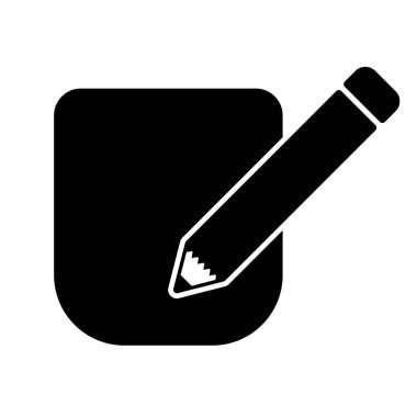 Beyaz arkaplanda izole edilmiş siyah silüet içindeki kalem simgesi