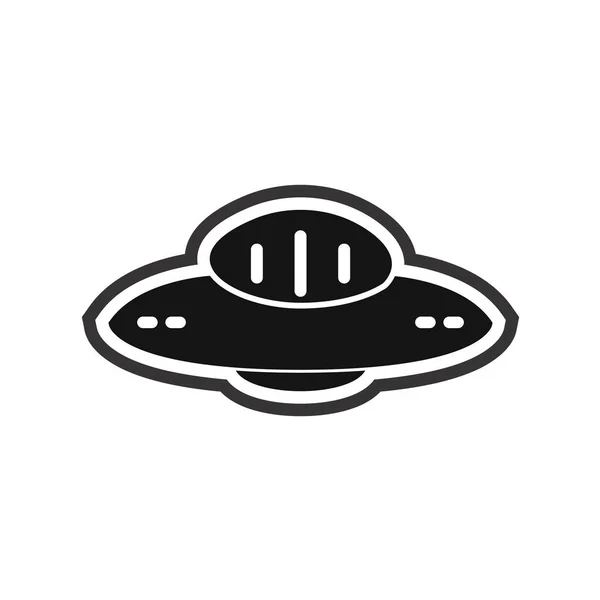 Ikona Ufo Czarnym Stylu Izolowane Białym Tle Ilustracja Wektora — Wektor stockowy