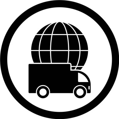Siyah arkaplanda teslimat kamyonu simgesi