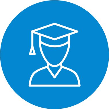 düz çember izole edilmiş vektör illüstrasyonunda lisansüstü öğrenci simgesi