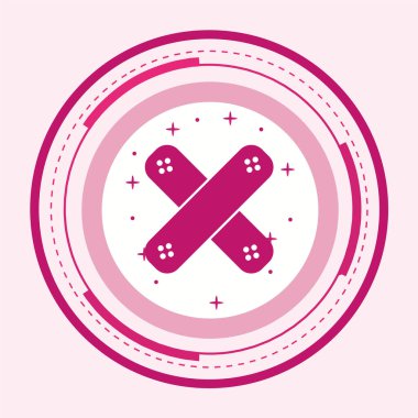 Kırmızı arka planda pembe tıbbi bandaj.