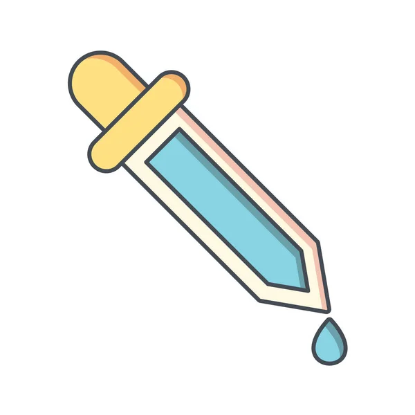 Pipette Avec Une Icône Compte Gouttes Style Dessin Animé Isolé — Image vectorielle