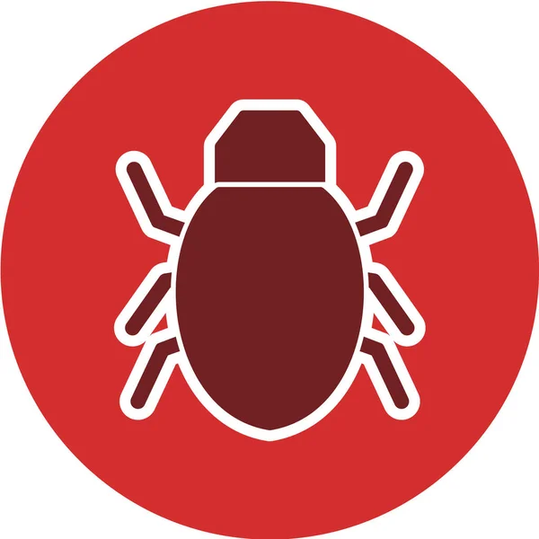 Icona Bug Cerchio Rosso Isolato Sfondo Bianco Illustrazione Vettoriale — Vettoriale Stock