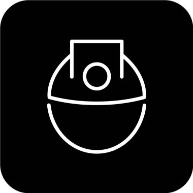 Beyaz arkaplanda siyah renkli kask simgesi var. inşaat vektörü illüstrasyonu