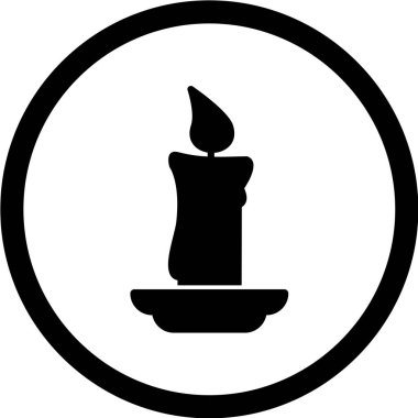 Beyaz arkaplanda izole edilmiş siyah renkli mum simgesi. din sembolü illüstrasyon.