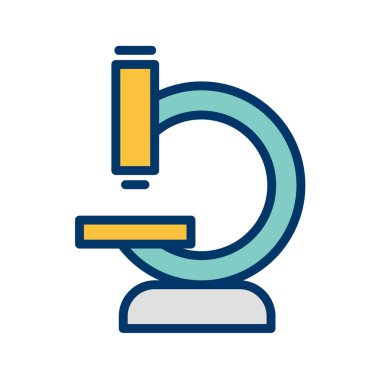 Beyaz arkaplanda izole edilmiş mikroskop simgesi. tıbbi sembol vektör illüstrasyonu.