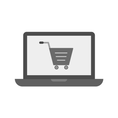 Alışveriş arabası simge tasarımı olan dizüstü bilgisayar
