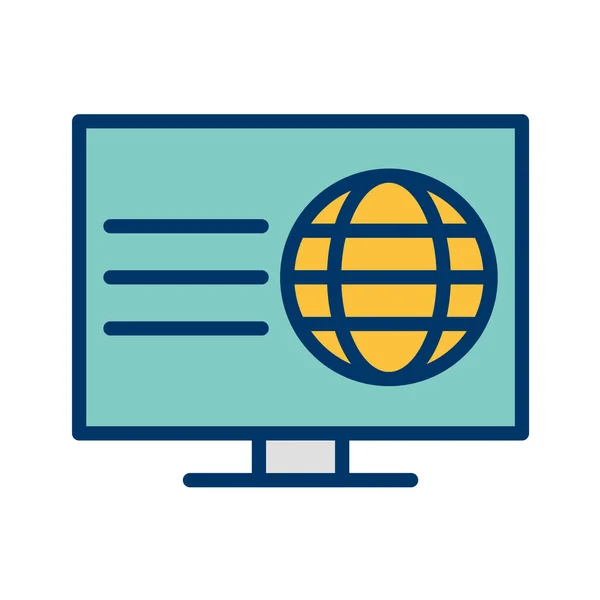 Vector Illustratie Eenvoudige Icoon Van Web Globe Monitor Scherm — Stockvector