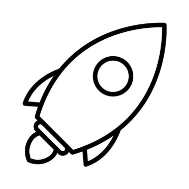 Uzay gemisi çizimi, roket simgesi, uzay konsepti 