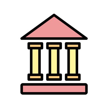 Banka binası simgesi vektör illüstrasyonu