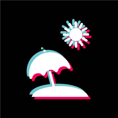 Siyah arkaplanda şemsiye simgesi. vektör illüstrasyonu