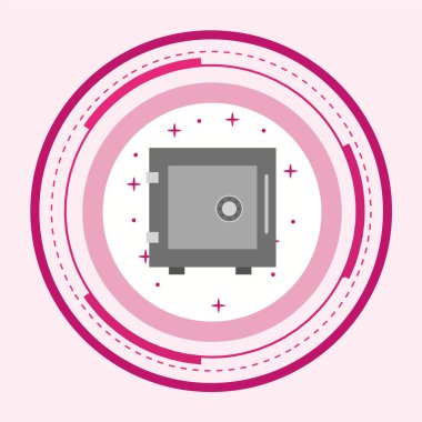 Güvenli simge pembe arka planda izole edilmiş düz bir şekilde. para sembolü vektör illüstrasyonu