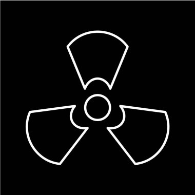 Radyasyon ikonu. beyaz arkaplanda siyah ana hatlı vektör çizimi