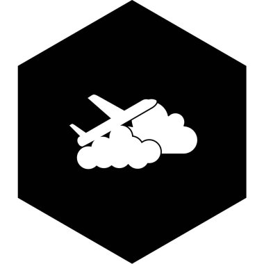 Beyaz arkaplanda izole edilmiş siyah uçağın simgesi