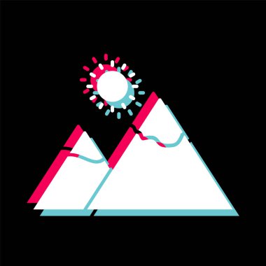 Güneş Simgeli Dağ Moda Tarzı İzole Arkaplan