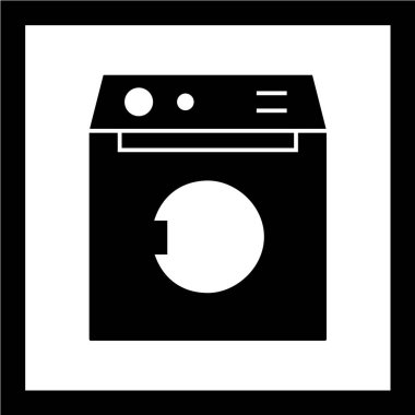 vektör çizimi, basit simge çamaşır makinesi 
