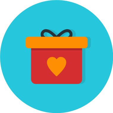 Kalp şeklinde simgesi olan hediye kutusu