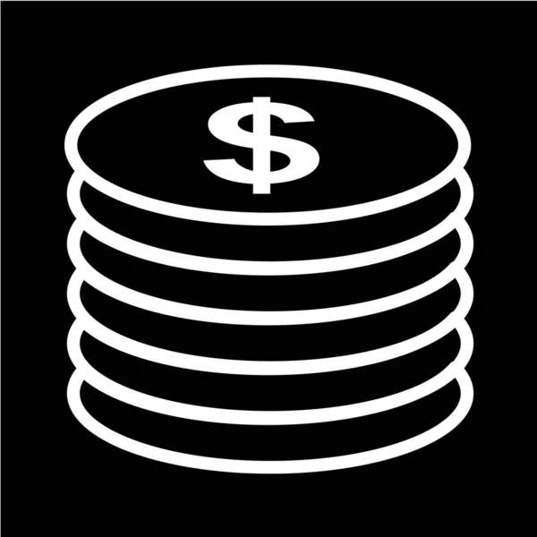 Κέρμα Δολαρίου Εικονίδιο Μαύρο Κύκλο Απομονωμένο Λευκό Φόντο — Διανυσματικό Αρχείο
