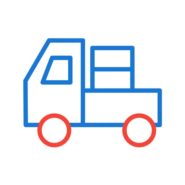 Icône Camion Dans Style Couleur Plate Esquissée Illustration Vectorielle — Image vectorielle