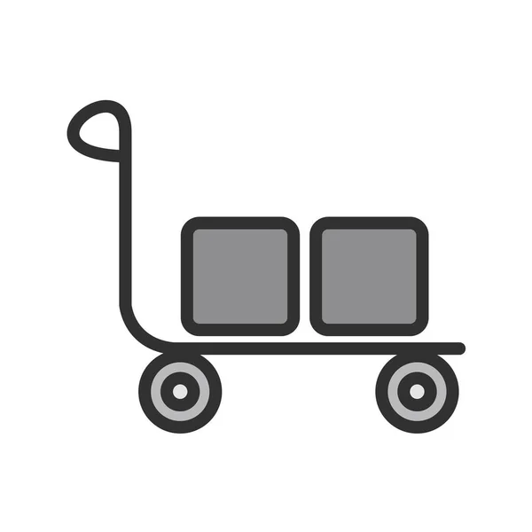 Trolley Symbol Schwarzen Stil Isoliert Auf Weißem Hintergrund Logistische Symbolvektorillustration — Stockvektor