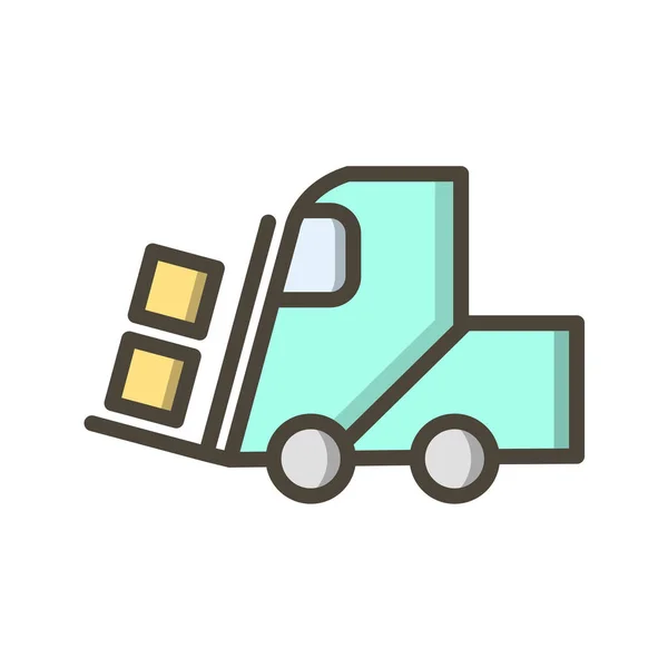 Truck Icoon Platte Stijl Geïsoleerd Witte Achtergrond Logistieke Symbool Vector — Stockvector