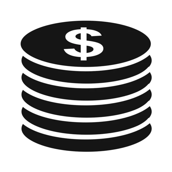 Εικονίδιο Χρημάτων Μαύρο Κύκλο Απομονωμένο Λευκό Φόντο Διανυσματική Απεικόνιση — Διανυσματικό Αρχείο