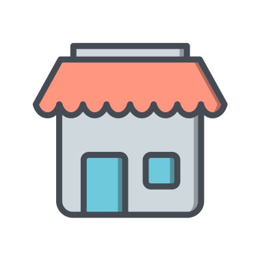 Düz biçimde beyaz arkaplanda izole edilmiş bir simge sakla. süpermarket sembolü vektör illüstrasyonu.