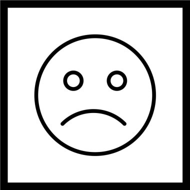 hüzünlü gülümseme vektör illüstrasyonu, basit simge