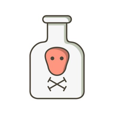 Düz hatlı izole vektör illüstrasyonunda kimyasal matara simgesi